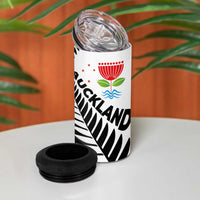 New Zealand Auckland 4 in 1 Can Cooler Tumbler Auckland's Emblem and Silver Ferns - Maori Art Tattoo LT03 - Polynesian Pride