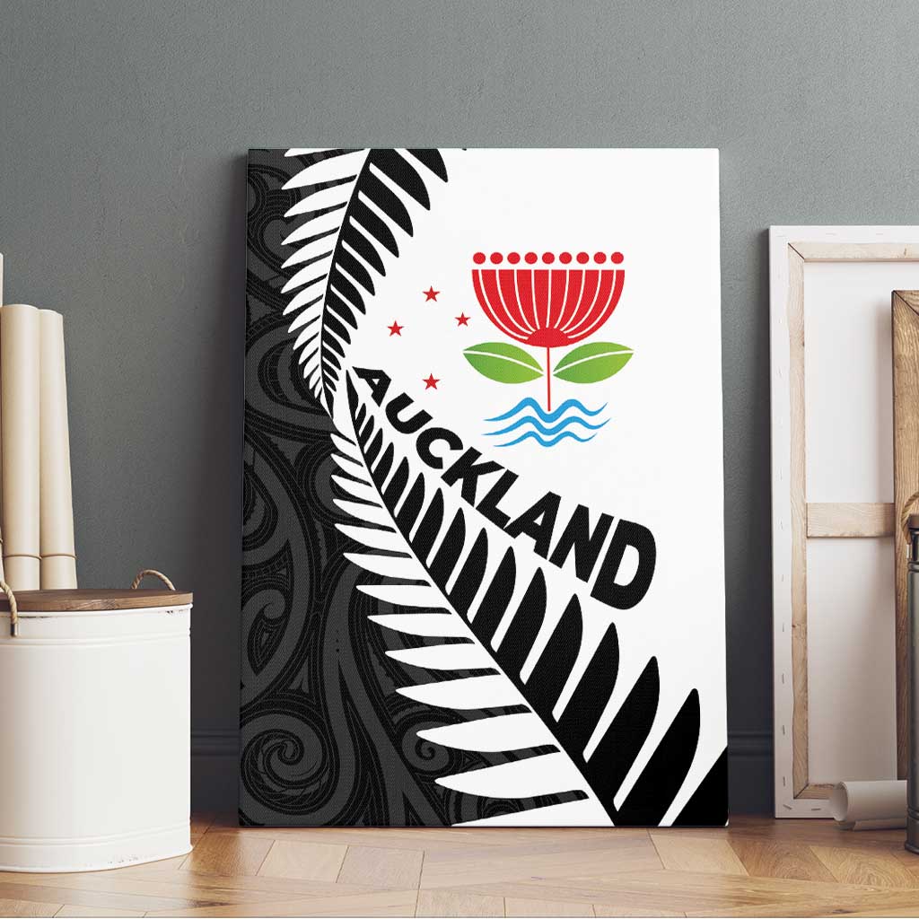 New Zealand Auckland Canvas Wall Art Auckland's Emblem and Silver Ferns - Maori Art Tattoo LT03 - Polynesian Pride