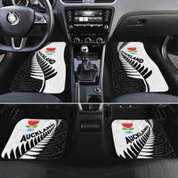 New Zealand Auckland Car Mats Auckland's Emblem and Silver Ferns - Maori Art Tattoo LT03 Set 4pcs Light Blue - Polynesian Pride