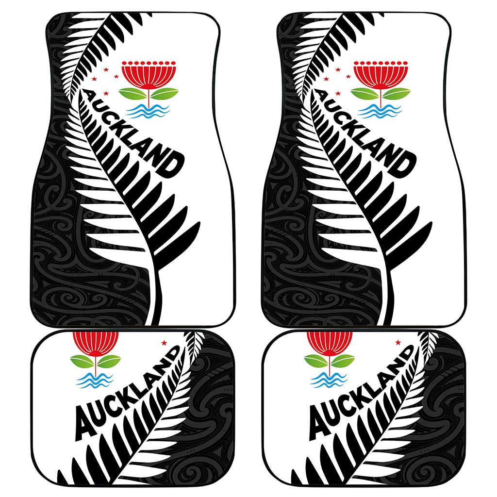 New Zealand Auckland Car Mats Auckland's Emblem and Silver Ferns - Maori Art Tattoo LT03 - Polynesian Pride