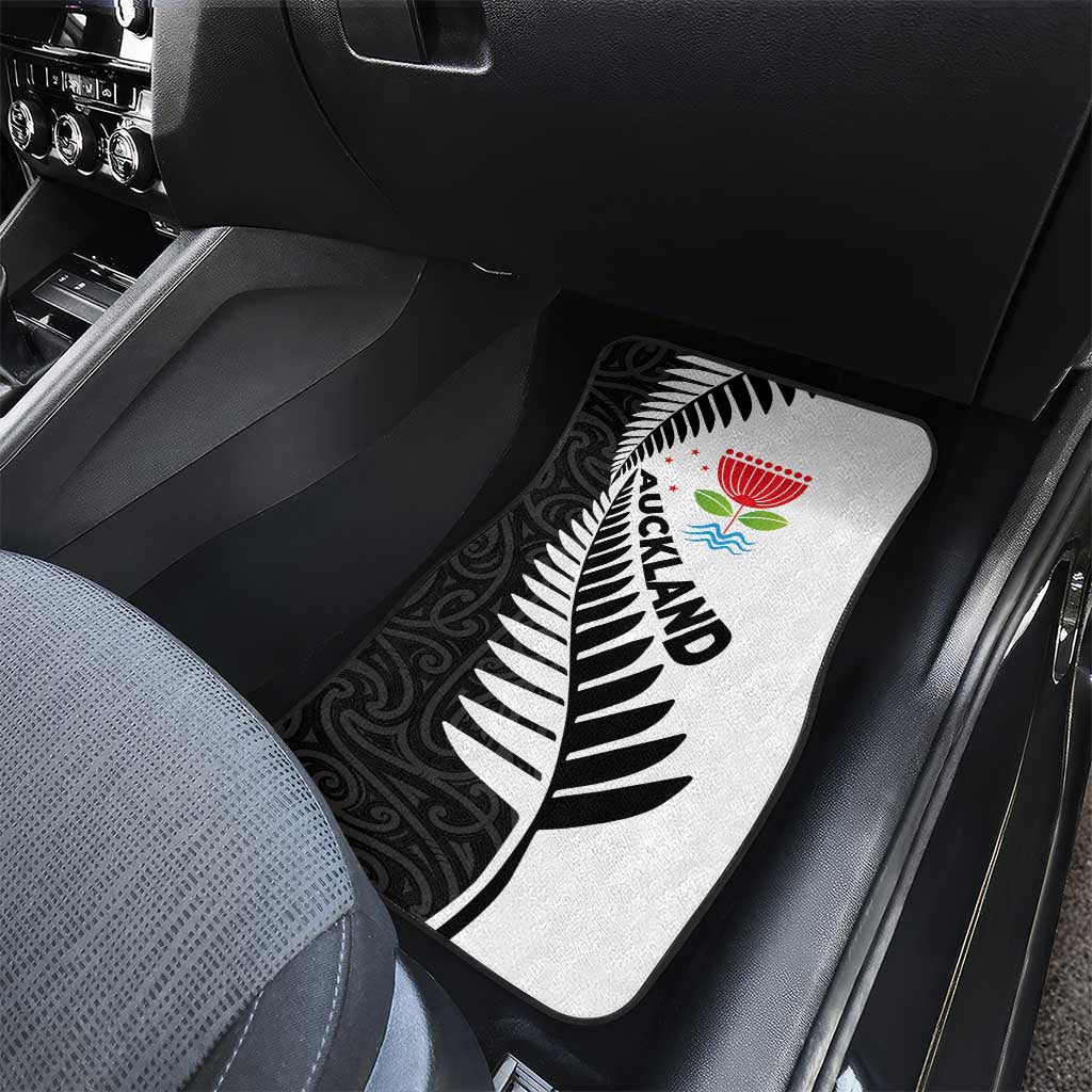 New Zealand Auckland Car Mats Auckland's Emblem and Silver Ferns - Maori Art Tattoo LT03 - Polynesian Pride