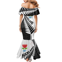New Zealand Auckland Family Matching Mermaid Dress and Hawaiian Shirt Auckland's Emblem and Silver Ferns - Maori Art Tattoo LT03 - Polynesian Pride