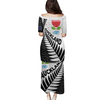 New Zealand Auckland Family Matching Puletasi and Hawaiian Shirt Auckland's Emblem and Silver Ferns - Maori Art Tattoo LT03 - Polynesian Pride