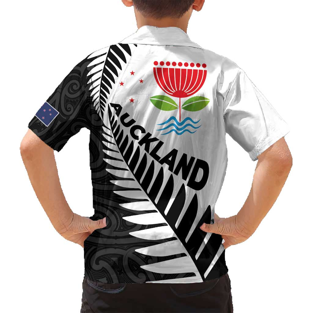 New Zealand Auckland Family Matching Summer Maxi Dress and Hawaiian Shirt Auckland's Emblem and Silver Ferns - Maori Art Tattoo LT03 - Polynesian Pride