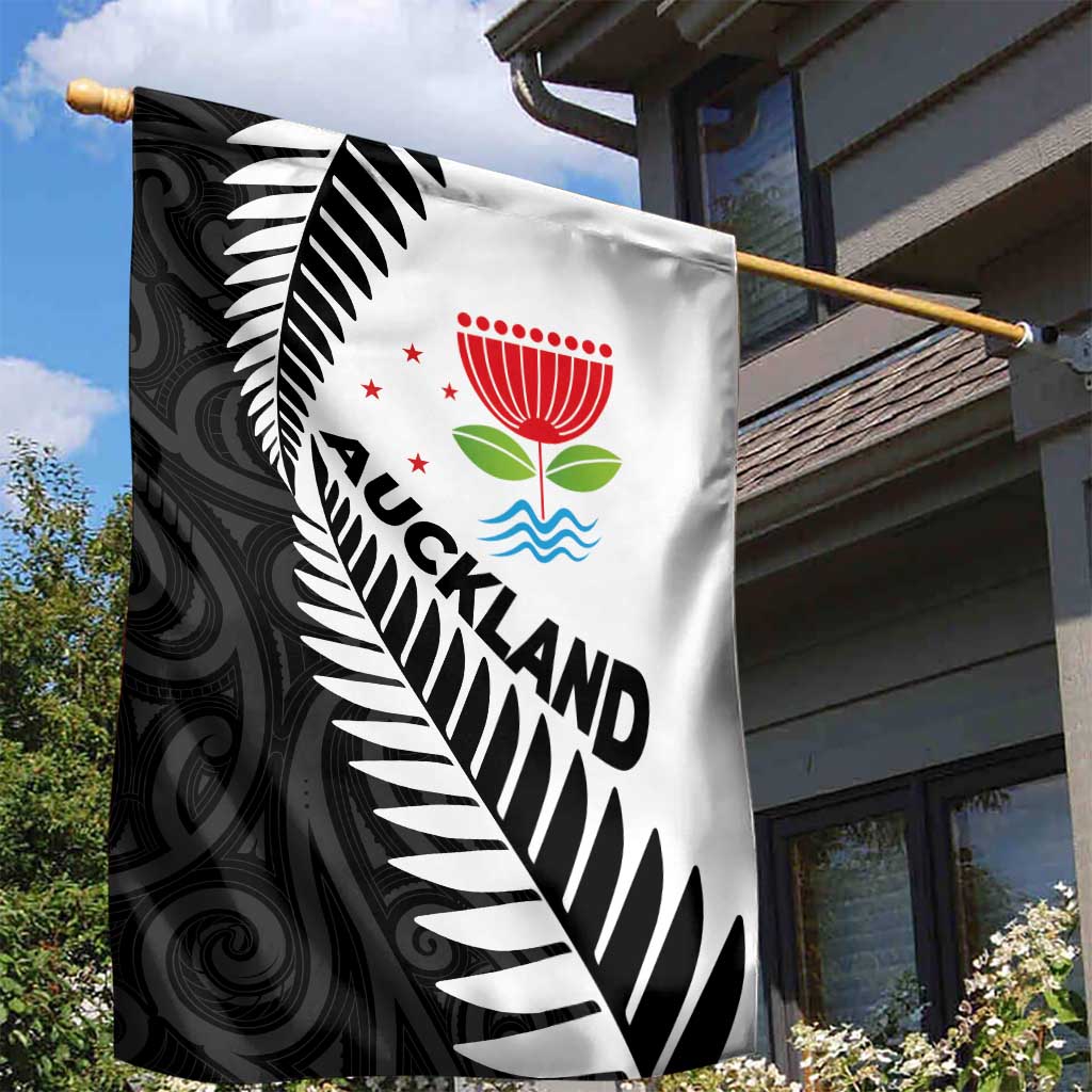 New Zealand Auckland Garden Flag Auckland's Emblem and Silver Ferns - Maori Art Tattoo LT03 - Polynesian Pride
