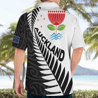 New Zealand Auckland Hawaiian Shirt Auckland's Emblem and Silver Ferns - Maori Art Tattoo LT03 - Polynesian Pride
