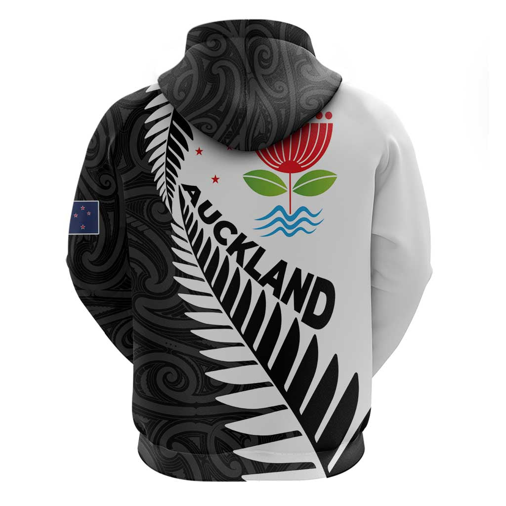New Zealand Auckland Hoodie Auckland's Emblem and Silver Ferns - Maori Art Tattoo LT03 - Polynesian Pride