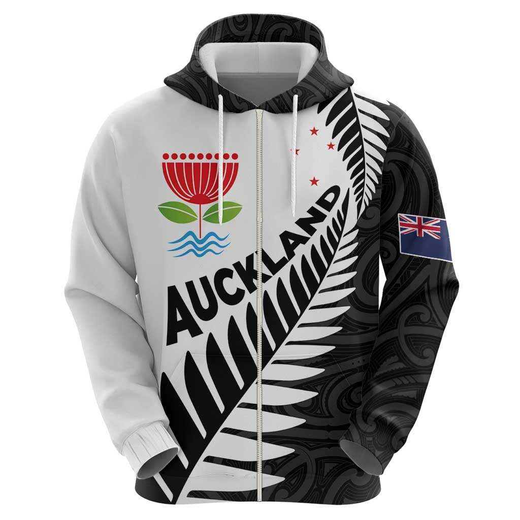 New Zealand Auckland Hoodie Auckland's Emblem and Silver Ferns - Maori Art Tattoo LT03 - Polynesian Pride