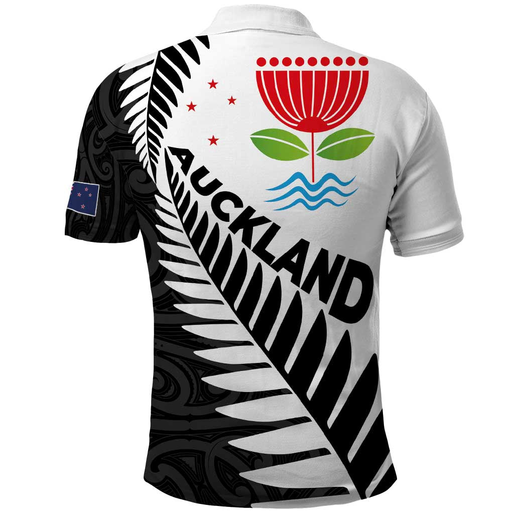 New Zealand Auckland Polo Shirt Auckland's Emblem and Silver Ferns - Maori Art Tattoo LT03 - Polynesian Pride