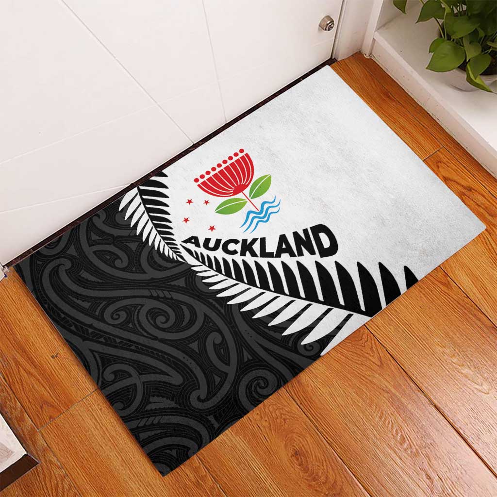 New Zealand Auckland Rubber Doormat Auckland's Emblem and Silver Ferns - Maori Art Tattoo LT03 - Polynesian Pride