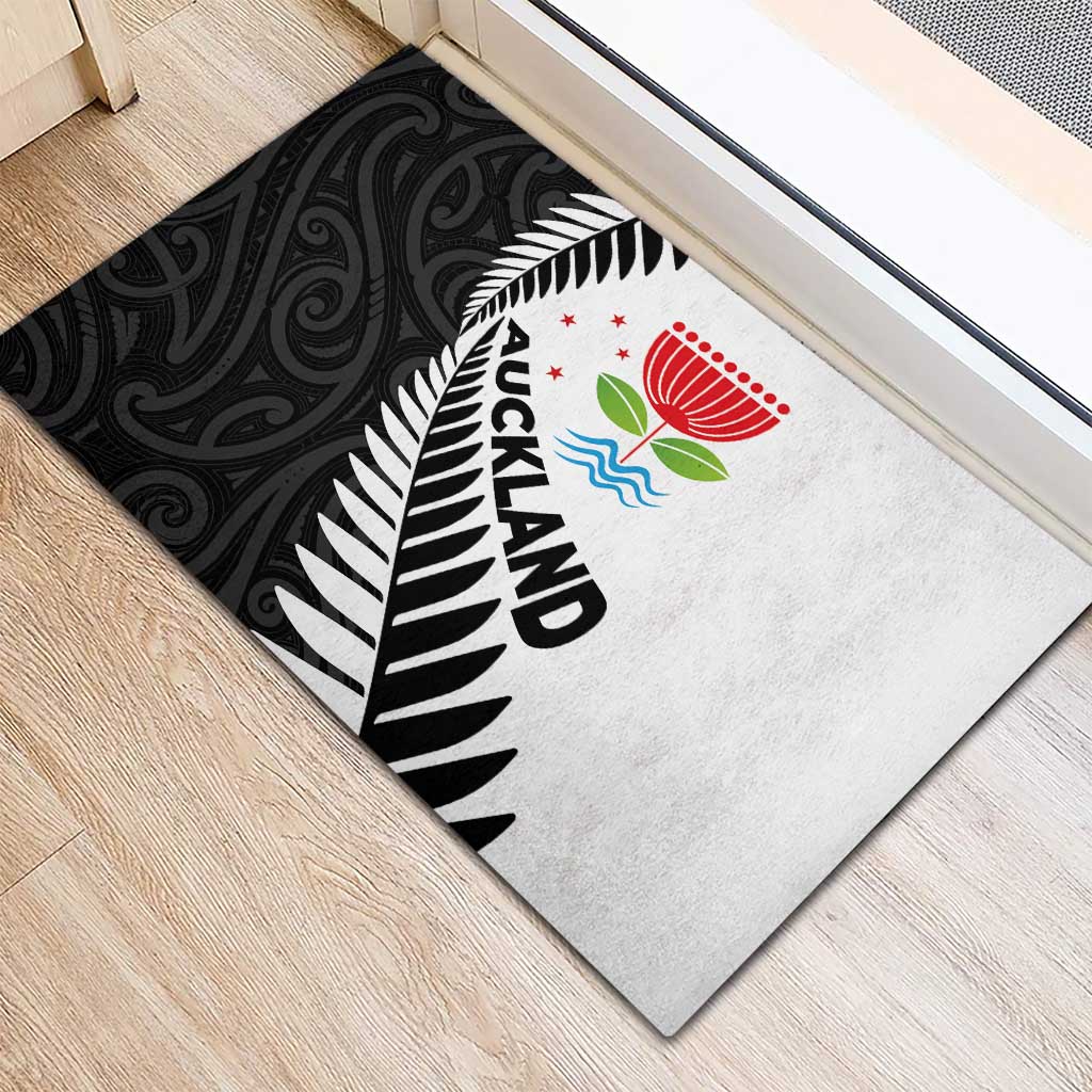 New Zealand Auckland Rubber Doormat Auckland's Emblem and Silver Ferns - Maori Art Tattoo LT03 - Polynesian Pride