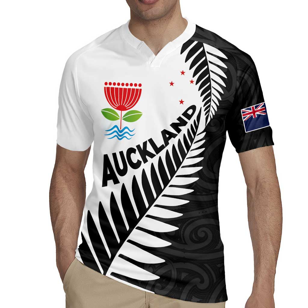 New Zealand Auckland Rugby Jersey Auckland's Emblem and Silver Ferns - Maori Art Tattoo LT03 - Polynesian Pride