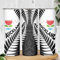 New Zealand Auckland Skinny Tumbler Auckland's Emblem and Silver Ferns - Maori Art Tattoo LT03 - Polynesian Pride