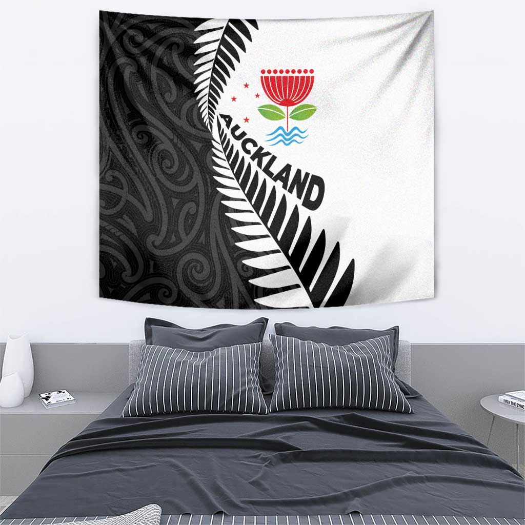 New Zealand Auckland Tapestry Auckland's Emblem and Silver Ferns - Maori Art Tattoo LT03 - Polynesian Pride