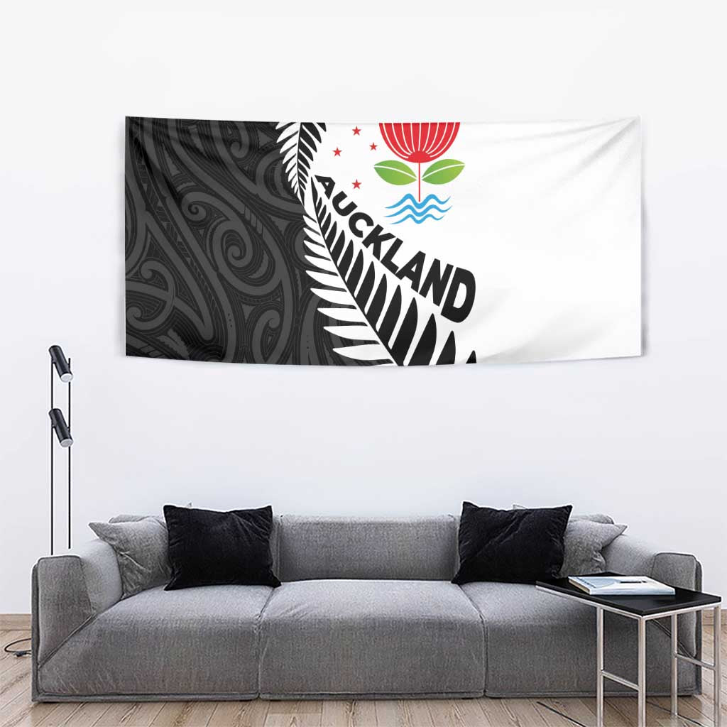 New Zealand Auckland Tapestry Auckland's Emblem and Silver Ferns - Maori Art Tattoo LT03 - Polynesian Pride