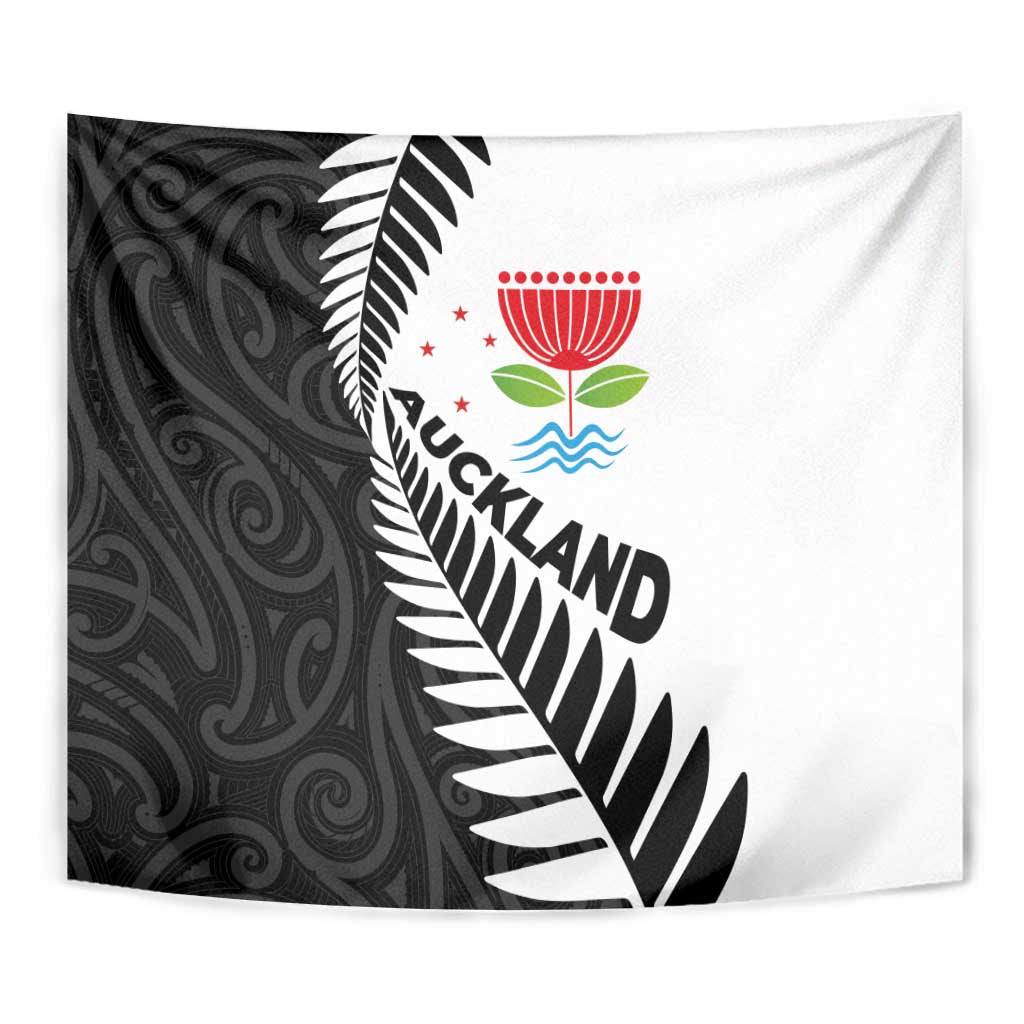 New Zealand Auckland Tapestry Auckland's Emblem and Silver Ferns - Maori Art Tattoo LT03 - Polynesian Pride