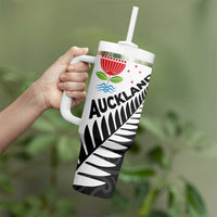 New Zealand Auckland Tumbler With Handle Auckland's Emblem and Silver Ferns - Maori Art Tattoo LT03 - Polynesian Pride