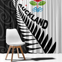 New Zealand Auckland Window Curtain Auckland's Emblem and Silver Ferns - Maori Art Tattoo LT03 - Polynesian Pride