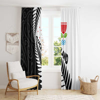 New Zealand Auckland Window Curtain Auckland's Emblem and Silver Ferns - Maori Art Tattoo LT03 - Polynesian Pride
