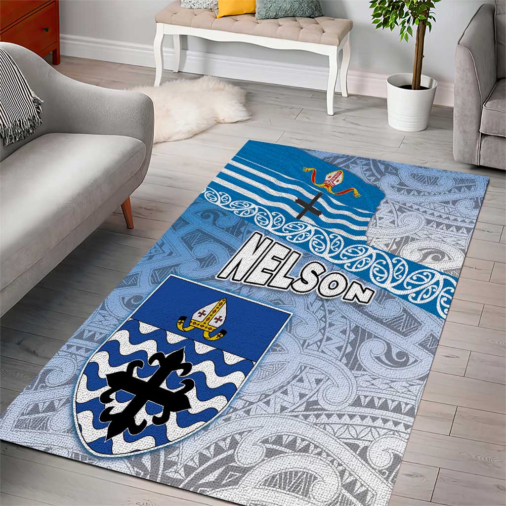 New Zealand Nelson Area Rug Nelson's Flag and Seal - Maori Art Tattoo LT03 - Polynesian Pride