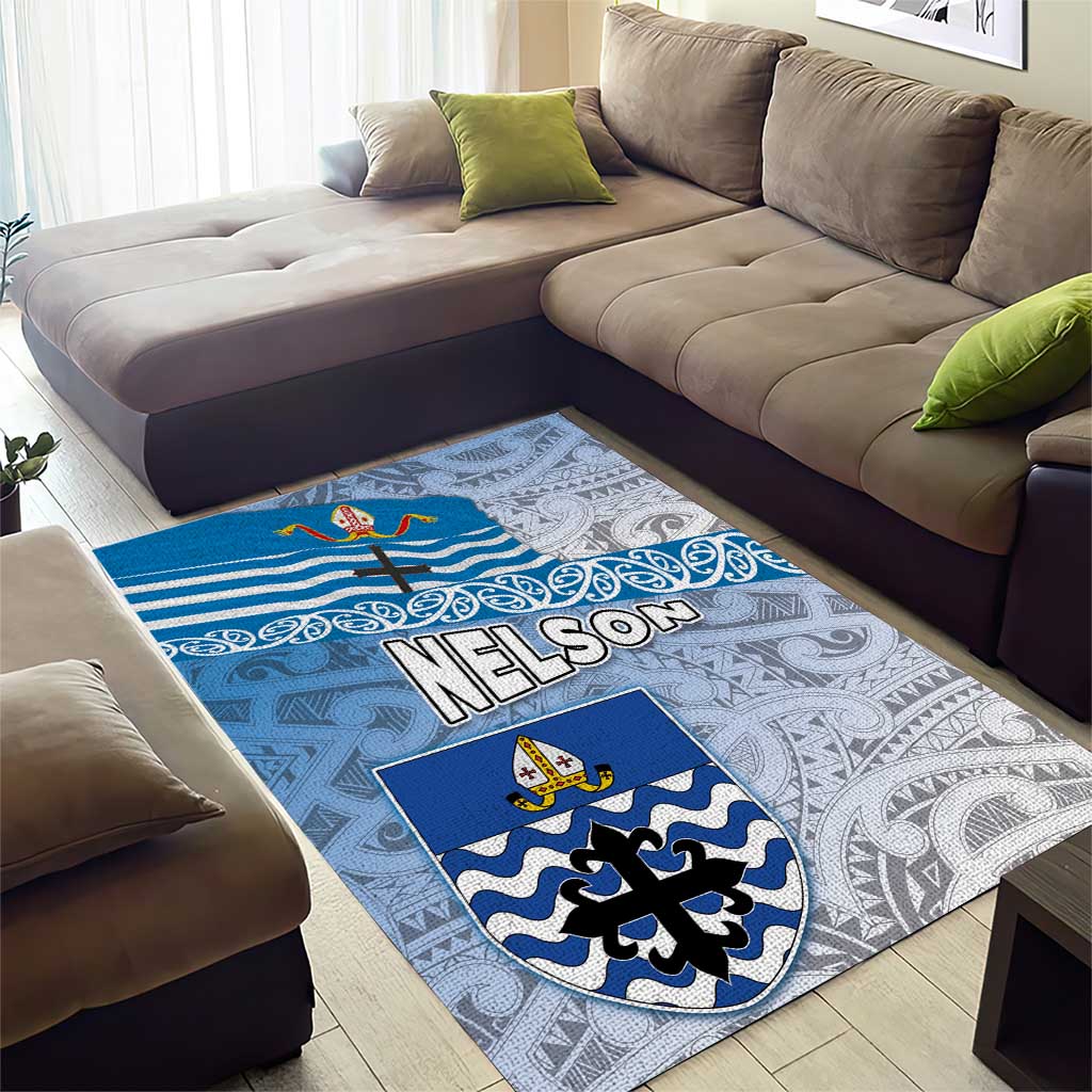 New Zealand Nelson Area Rug Nelson's Flag and Seal - Maori Art Tattoo LT03 - Polynesian Pride