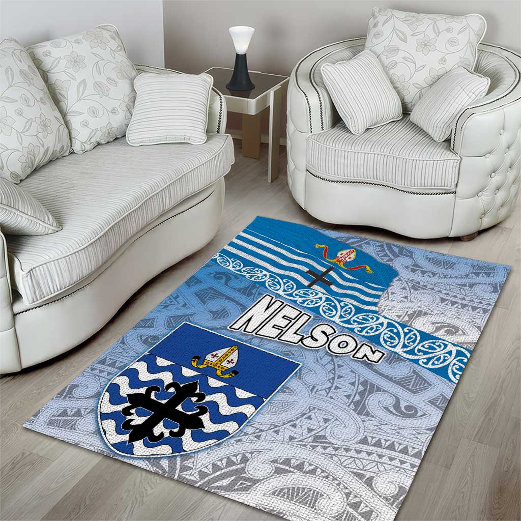 New Zealand Nelson Area Rug Nelson's Flag and Seal - Maori Art Tattoo LT03 - Polynesian Pride