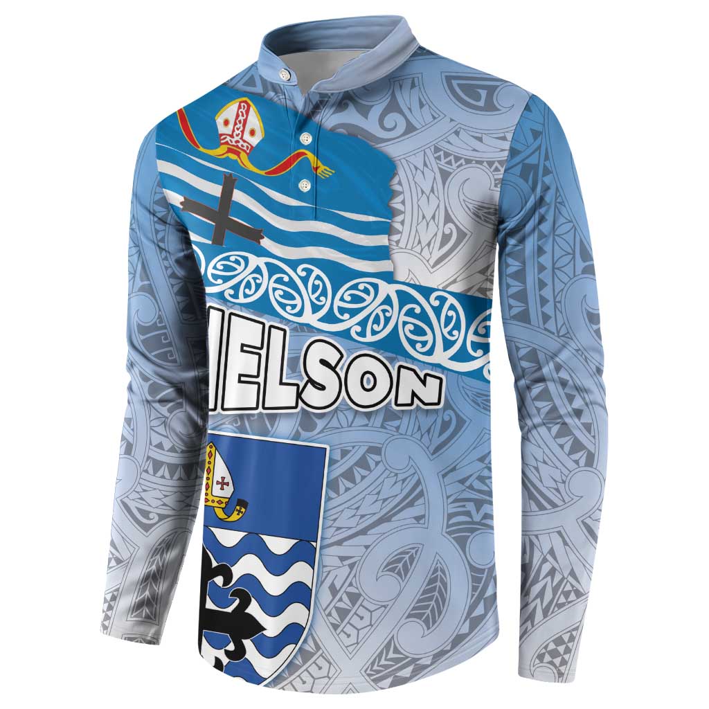 New Zealand Nelson Button Sweatshirt Nelson's Flag and Seal - Maori Art Tattoo LT03 - Polynesian Pride