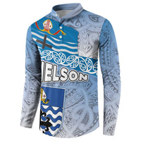 New Zealand Nelson Button Sweatshirt Nelson's Flag and Seal - Maori Art Tattoo LT03 - Polynesian Pride