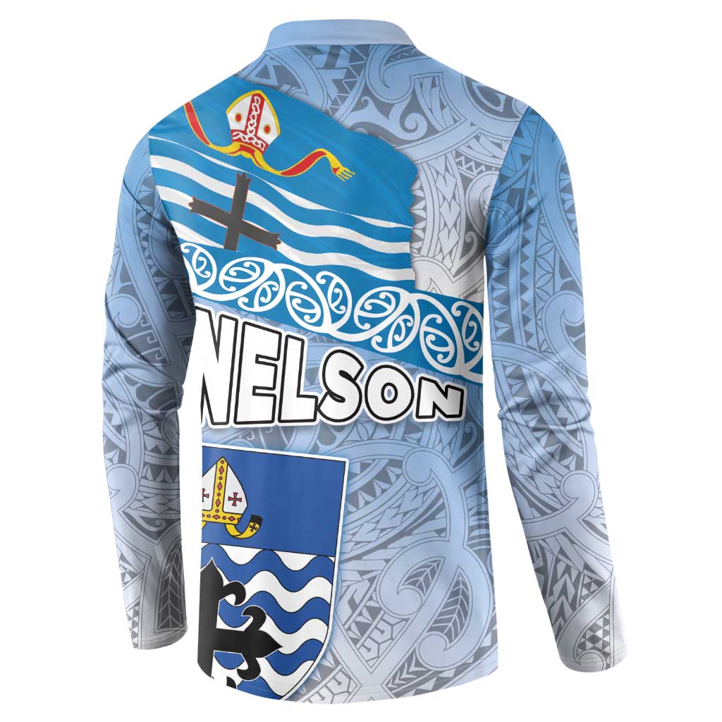 New Zealand Nelson Button Sweatshirt Nelson's Flag and Seal - Maori Art Tattoo LT03 - Polynesian Pride