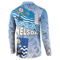 New Zealand Nelson Button Sweatshirt Nelson's Flag and Seal - Maori Art Tattoo LT03 - Polynesian Pride