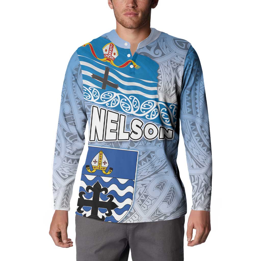 New Zealand Nelson Button Sweatshirt Nelson's Flag and Seal - Maori Art Tattoo LT03 - Polynesian Pride