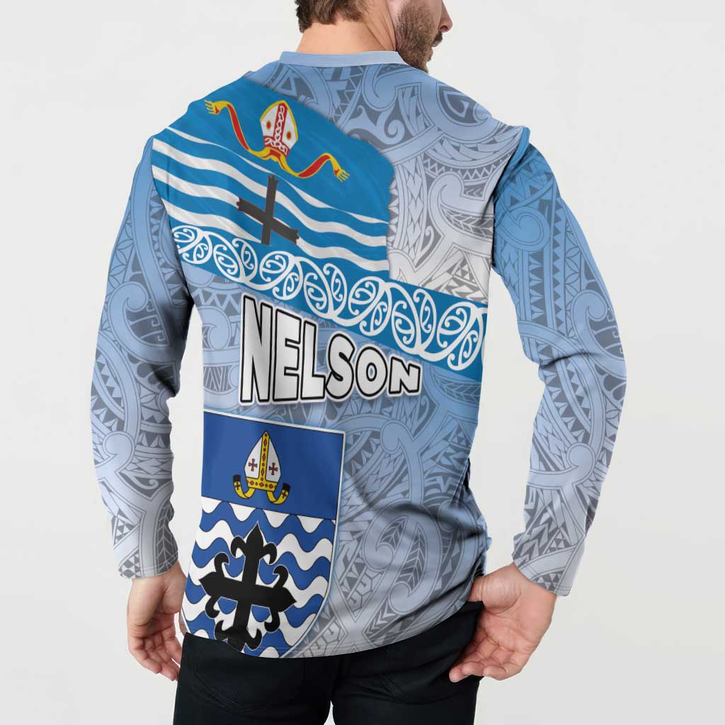 New Zealand Nelson Button Sweatshirt Nelson's Flag and Seal - Maori Art Tattoo LT03 - Polynesian Pride