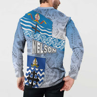 New Zealand Nelson Button Sweatshirt Nelson's Flag and Seal - Maori Art Tattoo LT03 - Polynesian Pride