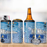 New Zealand Nelson 4 in 1 Can Cooler Tumbler Nelson's Flag and Seal - Maori Art Tattoo LT03 - Polynesian Pride