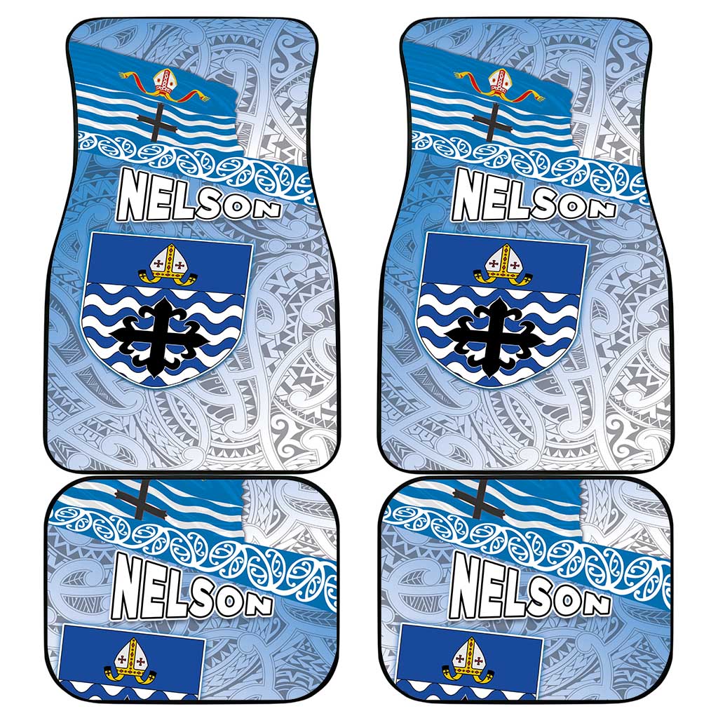 New Zealand Nelson Car Mats Nelson's Flag and Seal - Maori Art Tattoo LT03 - Polynesian Pride