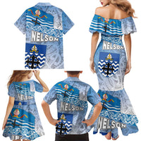 New Zealand Nelson Family Matching Mermaid Dress and Hawaiian Shirt Nelson's Flag and Seal - Maori Art Tattoo LT03 - Polynesian Pride