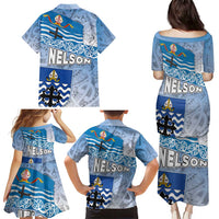 New Zealand Nelson Family Matching Puletasi and Hawaiian Shirt Nelson's Flag and Seal - Maori Art Tattoo LT03 - Polynesian Pride
