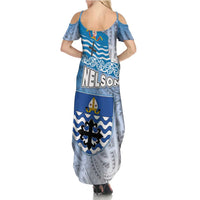 New Zealand Nelson Family Matching Summer Maxi Dress and Hawaiian Shirt Nelson's Flag and Seal - Maori Art Tattoo LT03 - Polynesian Pride