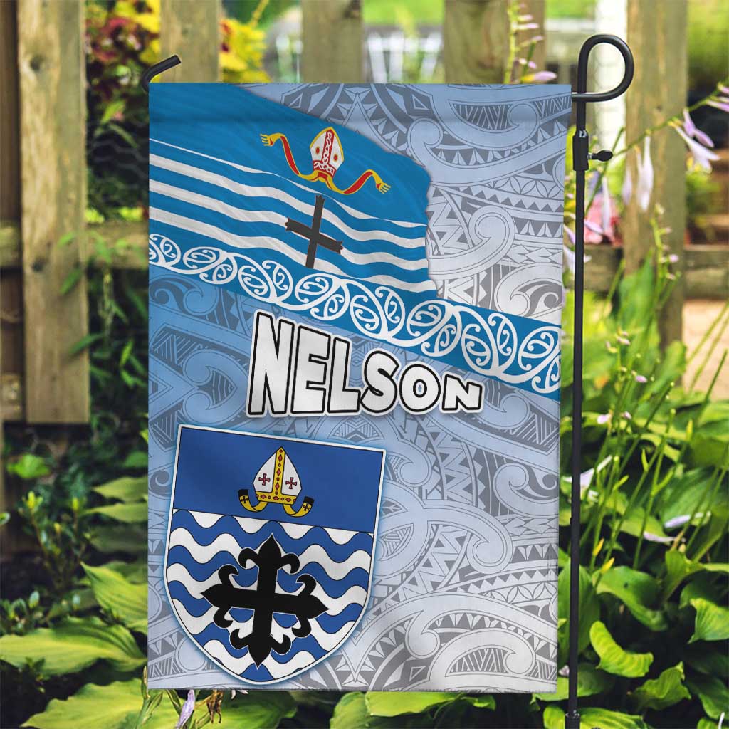 New Zealand Nelson Garden Flag Nelson's Flag and Seal - Maori Art Tattoo LT03 Garden Flag White - Polynesian Pride