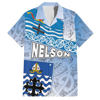 New Zealand Nelson Hawaiian Shirt Nelson's Flag and Seal - Maori Art Tattoo LT03 White - Polynesian Pride