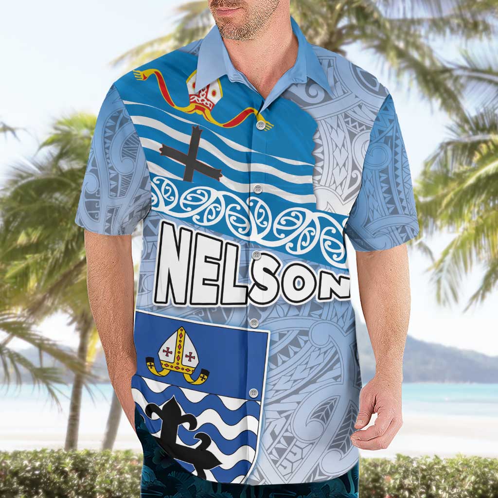 New Zealand Nelson Hawaiian Shirt Nelson's Flag and Seal - Maori Art Tattoo LT03 - Polynesian Pride