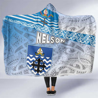New Zealand Nelson Hooded Blanket Nelson's Flag and Seal - Maori Art Tattoo LT03 One Size White - Polynesian Pride