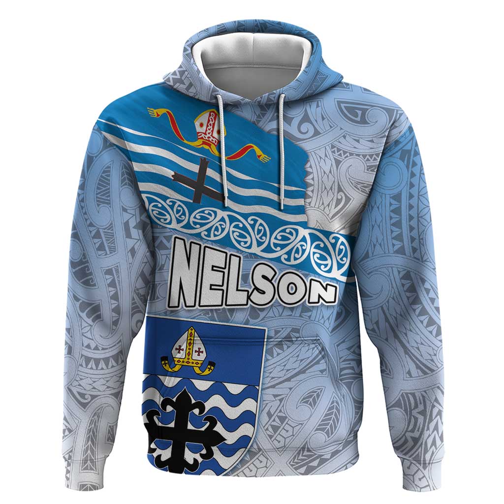 New Zealand Nelson Hoodie Nelson's Flag and Seal - Maori Art Tattoo LT03 Pullover Hoodie White - Polynesian Pride