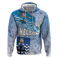 New Zealand Nelson Hoodie Nelson's Flag and Seal - Maori Art Tattoo LT03 Pullover Hoodie White - Polynesian Pride