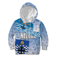 New Zealand Nelson Kid Hoodie Nelson's Flag and Seal - Maori Art Tattoo LT03 Hoodie White - Polynesian Pride