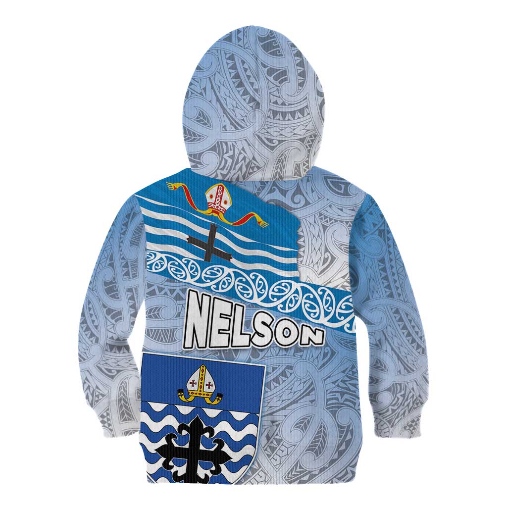 New Zealand Nelson Kid Hoodie Nelson's Flag and Seal - Maori Art Tattoo LT03 - Polynesian Pride