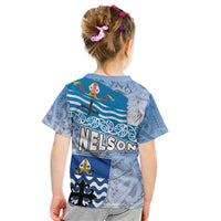New Zealand Nelson Kid T Shirt Nelson's Flag and Seal - Maori Art Tattoo LT03 - Polynesian Pride