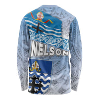 New Zealand Nelson Long Sleeve Shirt Nelson's Flag and Seal - Maori Art Tattoo LT03 - Polynesian Pride