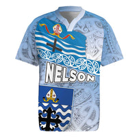 New Zealand Nelson Rugby Jersey Nelson's Flag and Seal - Maori Art Tattoo LT03 White - Polynesian Pride