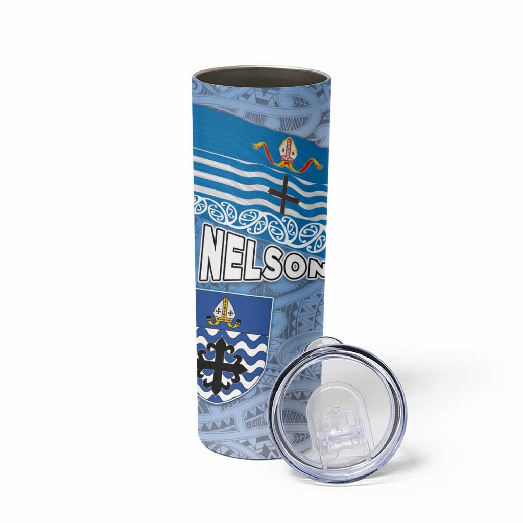 New Zealand Nelson Skinny Tumbler Nelson's Flag and Seal - Maori Art Tattoo LT03 - Polynesian Pride